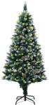 vidaXL Brad de Crăciun artificial, LED&conuri pin&zăpadă albă, 180 cm (3077445)