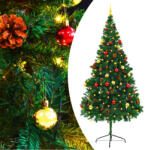 vidaXL Brad de Crăciun artificial cu globuri și LED-uri, verde, 210 cm (321501)