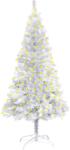 vidaXL Pom de Crăciun artificial cu LED/suport, argintiu, 150 cm, PET (3077437)