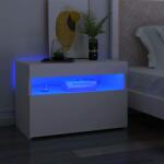 vidaXL Noptieră cu lumini LED, alb, 60x35x40 cm, lemn prelucrat (3082774)