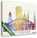  Vászonkép: Premium Kollekció: Pittsburgh landmarks watercolor poster(145x115 cm)
