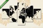  Többrészes Vászonkép, Premium Kollekció: Dekoratív régi térkép a világ(135x70 cm, S01)