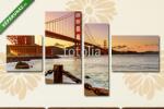  Többrészes Vászonkép, Premium Kollekció: Golden Gate Este(125x70 cm, S02)
