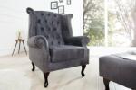 Invicta CHESTERFIELD antik szürke fotel