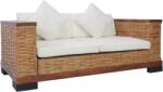 vidaXL Canapea de 2 locuri cu perne, maro, ratan natural (283079) Canapea
