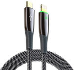  USB Type-C töltő- és adatkábel, Lightning, 200 cm, 5000 mA, törésgátlóval, LED-es, gyorstöltés, PD, Dux Ducis K-IV, fekete