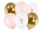 PartyDeco Baloane din latex roz - Prima aniversare 6 buc
