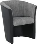 TEMPO KONDELA Fotoliu de club, piele eco negru/material gri, CUBA