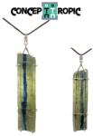  Pandantiv Cristal Natural Kyanit Bicolor Verde si Albastru cu Argint 925 - 70x15x6 mm