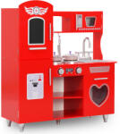 vidaXL Bucătărie de jucărie pentru copii, roșu, 84 x 31 x 89 cm, MDF (80253) - comfy Bucatarie copii