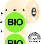 Tezeko 40 mm-es kör, papír címke, fluo zöld színű, Bio felirattal (1000 címke/tekercs) (P0400004000-041) - cimke-nyomtato