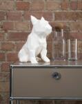 Marokka Fehér Francia bulldog geometrikus szobor újrahasznosított műanyagból + Ajándék díszdoboz