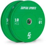 Capital Sports Nipton 2021, disc pentru bară, disc bumper, 2 × 10 kg, Ø 50, 4 mm, cauciuc dur (FIT13-Nipton10kgGRN) (FIT13-Nipton10kgGRN)