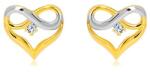 Ekszer Eshop 14K kombinált arany fülbevaló-szív alakzat, végtelen szimbólum, cirkónia