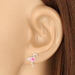 Ekszer Eshop 925 ezüst fülbevaló - fényes flamingó rózsaszín szárnnyal, bedugós fülbevaló