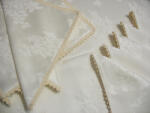 Cri Design Fata de masa damasc crem 170x350 cu 12 servetele, cu dantela, Ivory Roses (FIR12-350x170) Fata de masa