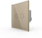 LIVOLO Intrerupator Dublu LIVOLO cu Touch din Sticla Securizata - Serie Noua - culoare auriu