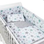 Kidizi Set lenjerie matlasata 5 piese pentru patut 140x70 cm Kidizi All Mint Stars (5949221103518) Lenjerii de pat bebelusi‎, patura bebelusi