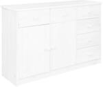 vidaXL Servantă cu 6 sertare, alb, 113x35x73 cm, lemn masiv de pin (337038) Comoda