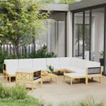 vidaXL Set mobilier grădină cu perne, crem, 12 piese, lemn masiv acacia (3057894)