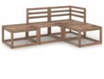 vidaXL Set mobilier de grădină, 4 piese, maro, lemn de pin tratat (3067600) - comfy