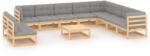 vidaXL Set mobilier de grădină cu perne, 11 piese, lemn masiv de pin (3076919) - comfy