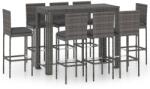 vidaXL Set mobilier bar exterior cu perne antracit, 9 piese, poliratan (3064803) - comfy