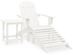 vidaXL Scaun de grădină Adirondack cu masă & otoman alb lemn de brad (315929)