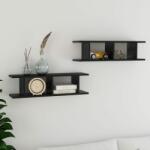 vidaXL Rafturi de perete, 2 buc, negru extralucios, 75x18x20 cm, lemn (807194) Raft