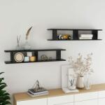 vidaXL Rafturi de perete, 2 buc. , negru extralucios, 105x18x20 cm, PAL (807212) Raft