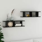 vidaXL Rafturi de perete, 2 buc. , negru, 75x18x20 cm, lemn (807188) Raft