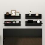 vidaXL Rafturi de perete 4 buc. , negru extralucios, 60x11, 5x18 cm, PAL (807330) Raft