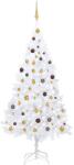 vidaXL Set brad de Crăciun artificial LED-uri/globuri, alb 210 cm PVC (3077542) - comfy