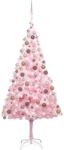 vidaXL Set pom Crăciun artificial LED-uri&globuri, roz, 240 cm, PVC (3077587) - comfy