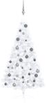 vidaXL Brad Crăciun artificial jumătate set LED & globuri alb 150 cm (3077655) - comfy