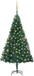 vidaXL Set brad de Crăciun artificial LED-uri/globuri verde 180 cm PVC (3077536) - comfy