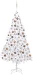 vidaXL Set brad de Crăciun artficial cu LED-uri/globuri alb 210 cm PVC (3077628) - comfy
