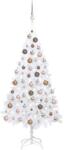 vidaXL Set brad de Crăciun artificial LED-uri/globuri alb 180 cm PVC (3077627) - comfy