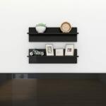 vidaXL Rafturi de perete 2 buc. , negru extralucios, 60x11, 5x18 cm, PAL (807329) Raft