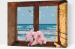  Festés számok szerint - Ablak a strandon Méret: 40x50cm, Keretezés: Keret nélkül (csak a vászon)
