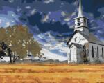  Festés számok szerint - Elhagyatott templom Méret: 40x50cm, Keretezés: Keret nélkül (csak a vászon)