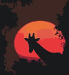  Festés számok szerint - Zsiráf piros holddal Méret: 50x50cm, Keretezés: Keret nélkül (csak a vászon)