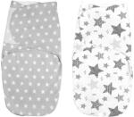 Kidizi Set 2 sisteme de infasat duble cu interior din flanel 0-3 luni Kidizi All Grey Stars (5949221107141)