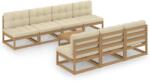 vidaXL Set mobilier de grădină cu perne, 8 piese, lemn masiv pin (3076402)