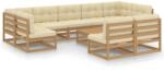 vidaXL Set mobilier grădină perne, 10 piese, maro miere lemn masiv pin (3077222)