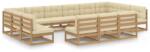 vidaXL Set mobilier grădină cu perne, 14 piese, maro, lemn masiv pin (3077252)