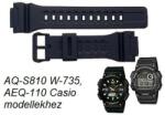 Casio AQ-S810 W-735, AEQ-110 TRT-110 Casio fekete műanyag szíj (Casio szíj AQ-S810 W-735)