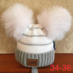  Minimanó téli kötött sapka (34-36) - fehér/szürke - babyshopkaposvar