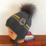  Minimanó téli kötött sapka (42-44) - szürke Miniboy