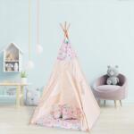Kidizi Cort copii stil indian Teepee Tent Kidizi Pink Moon, include covoras gros si 2 perne, stabilizator cadou (5949221105451)